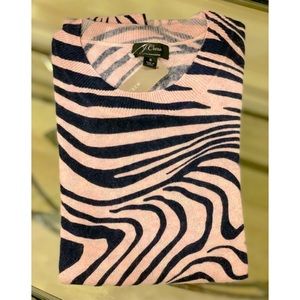 NWT *J. CREW* Cashmere Sweater … *PINK•BLACK ZEBRA STRIPE* … Size: S